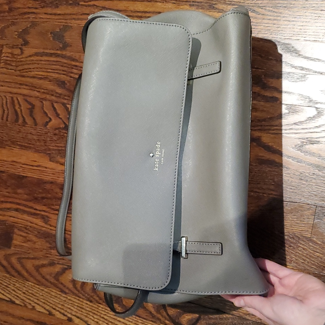 Kate Spade Gray Leather Tote Bag